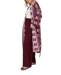 Raffya Women's Ally Abstract Print Long Line Cardigan