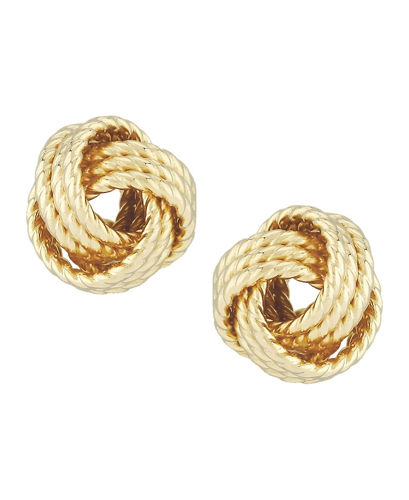 Rope Love Knot Stud Earrings in 14k Yellow or Rose Gold