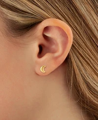Cresent Moon Stud Earrings Set in 14k Gold (8mm)