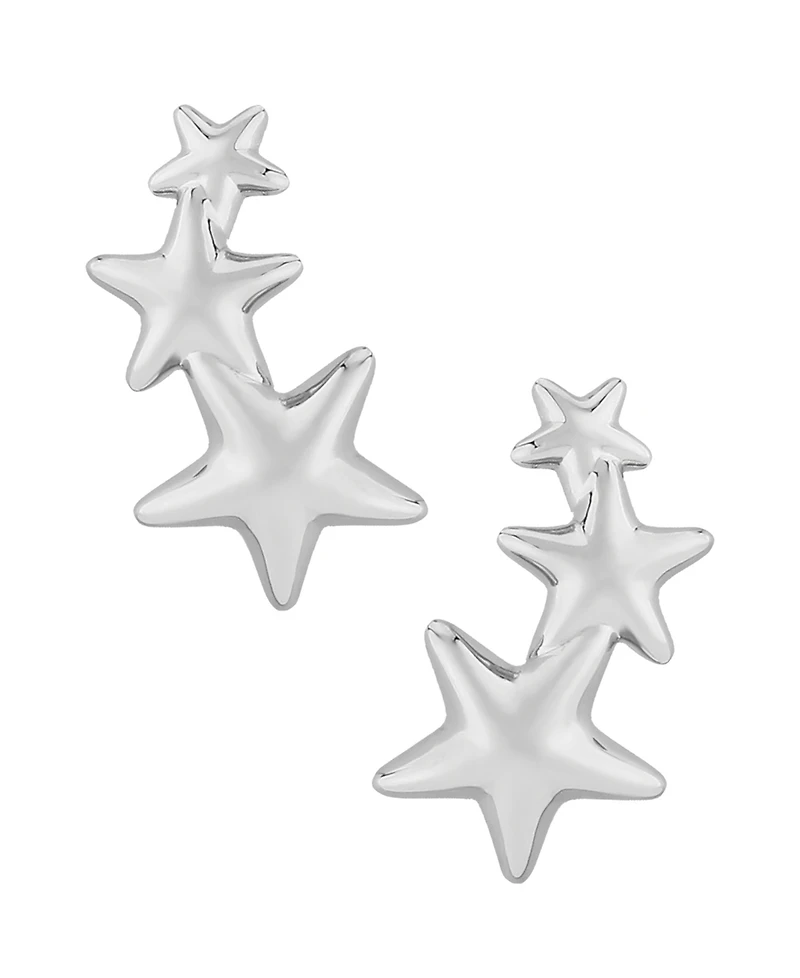 Triple Star Stud Crawler Earrings 14k Gold