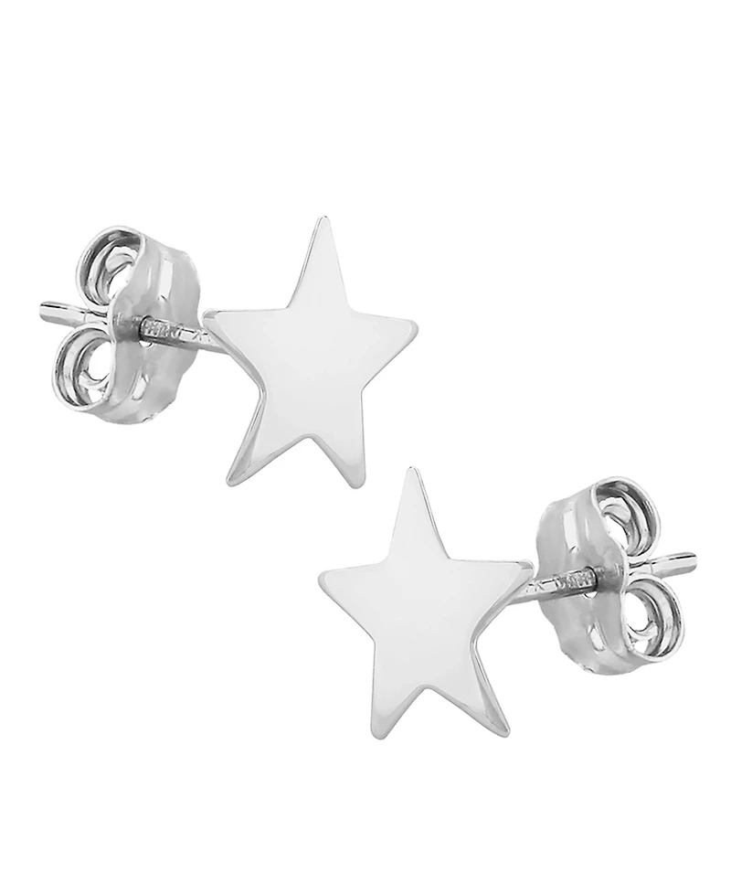 Flat Star Stud Earrings Set 14k White Or Yellow Gold
