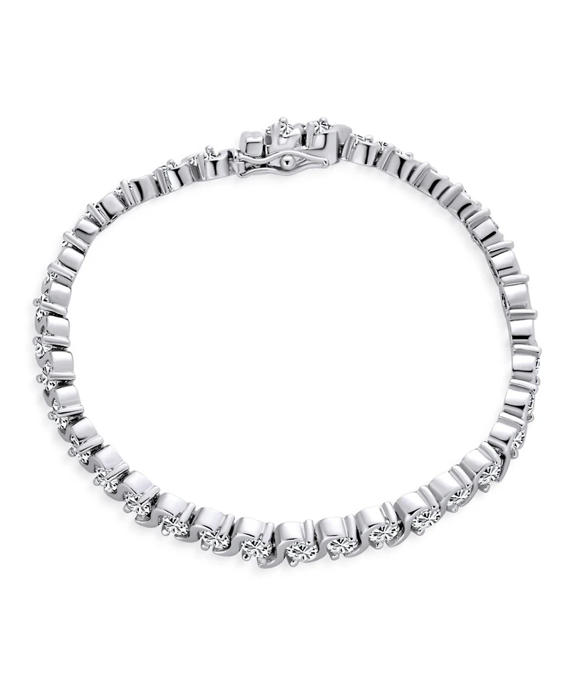 Bling Jewelry Fancy 20CTW Cz Cubic Zirconia Wave S-Link Swirl Tennis Bracelet, Silver Plated
