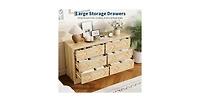 gaomon Drawer Dresser for Bedroom Wide Dresser, Boho Chest of Drawers, Wooden Chest with Clothes Storage Cabinet