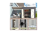 Aecojoy Outdoor Open-Sided Storage Shed with Attached Hardtop Metal Pergola