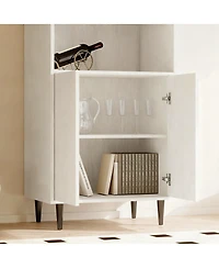 Yigii Glass Door Bookshelf 5-Tier Display Cabinet Narrow Storage Bookcase