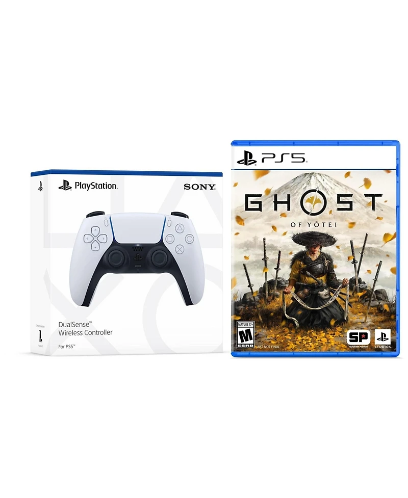 Sony PlayStation 5 DualSense Wireless Controller White with Ghost of Yotei Bundle