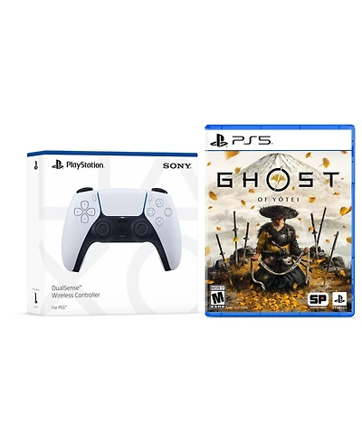 Sony PlayStation 5 DualSense Wireless Controller White with Ghost of Yotei Bundle