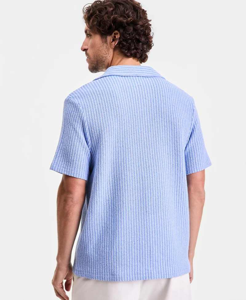 Alfani Men's Short-Sleeve Boucle Stripe Knit Shirt, Macy's Exclusive