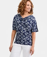 Jm Collection Women's Printed Cowl-Neck Knit Top