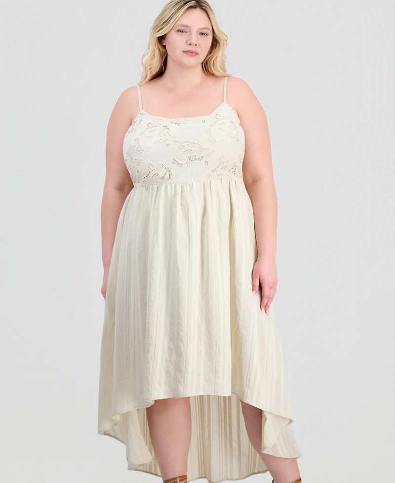 And Now This Trendy Plus Lace-Trim Striped Midi Dress, Macy's Exclusive