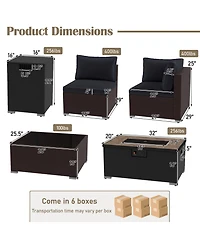 Gymax 12 Pcs Furniture Set w/ 32'' Fire Pit Table & Propane Tank Cover Outdoor