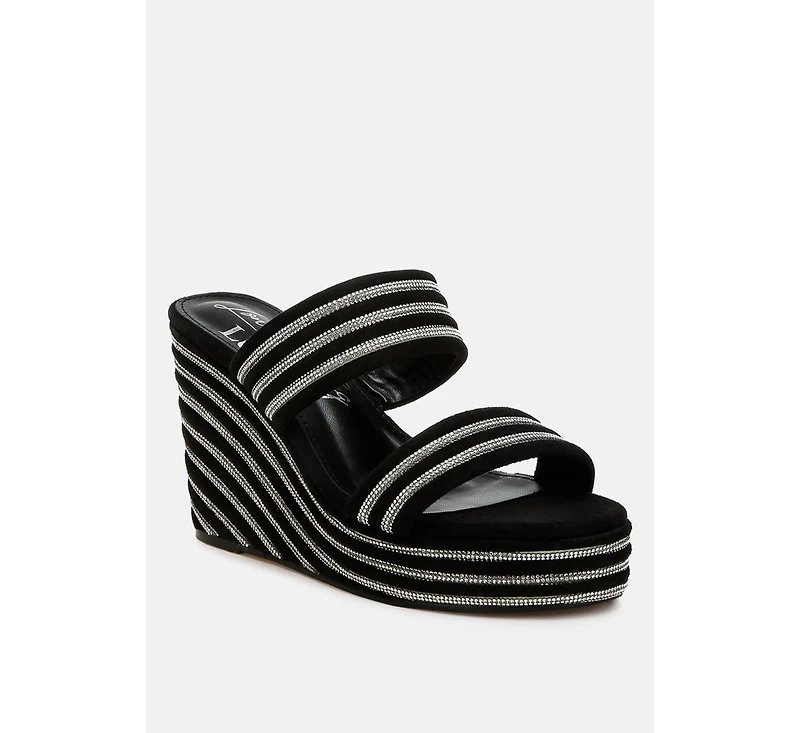 Danker Rhinestones Embellished Wedge Sandals