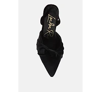 mayfair velvet high heel mule sandals