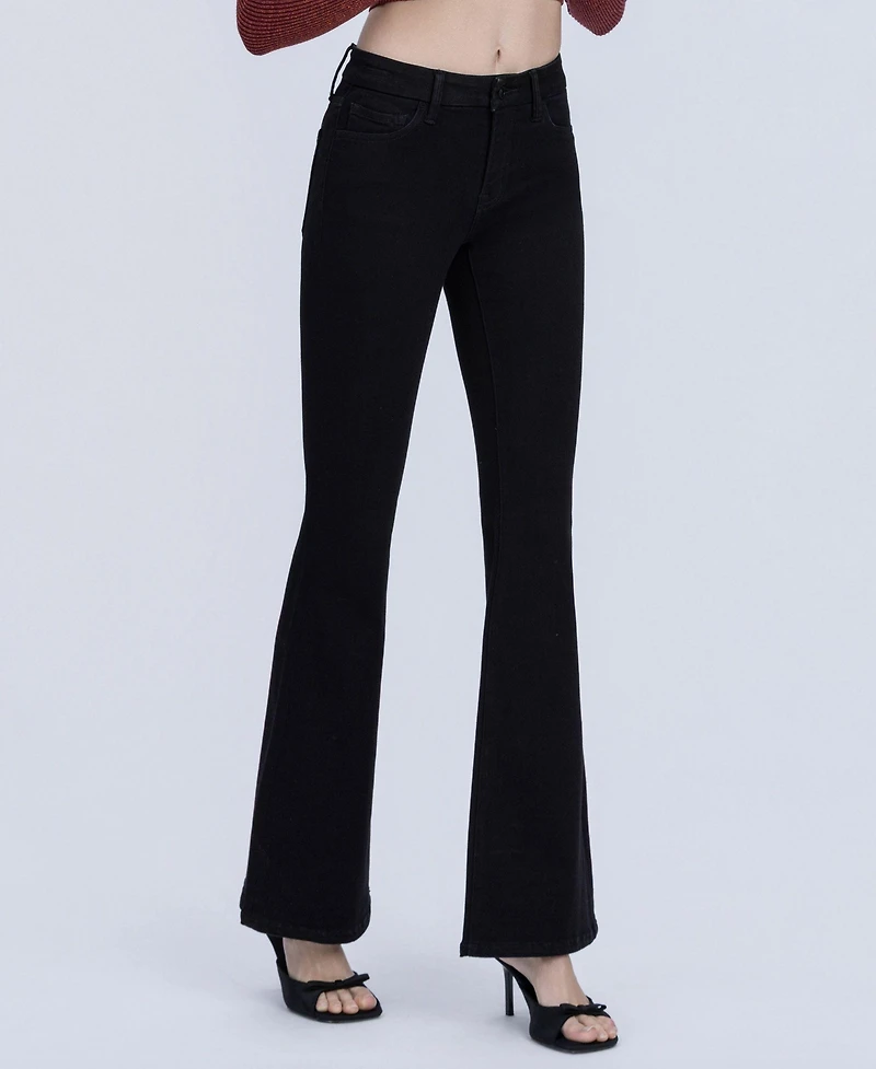 Vervet Women's Mid Rise Seamless Waistband Flare Jeans