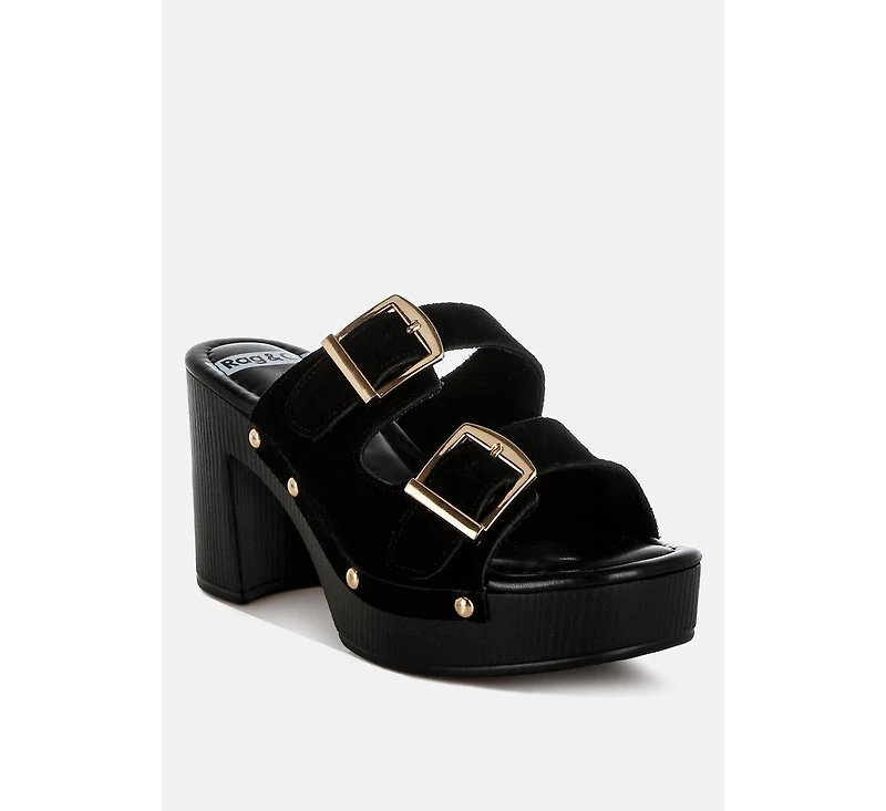 Zoane Studded Dual Buckle Platform Clogs