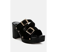 Zoane Studded Dual Buckle Platform Clogs