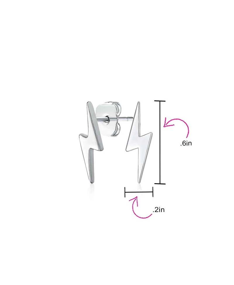 Bling Jewelry Tiny Geometric Lightning Bolt Stud Earrings in Sterling Silver