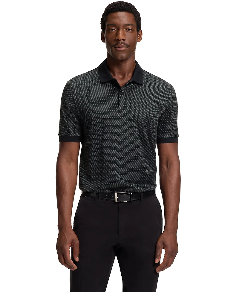 Boss by Hugo Men's Mercerized-Cotton Monogram Polo Shirt
