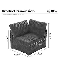 Xizzi Modular Sectional Sofa Armrest Seat Module, 32.7" for Diy Combination L U V Shaped, Plush Corduroy Loveseat Chair Living R