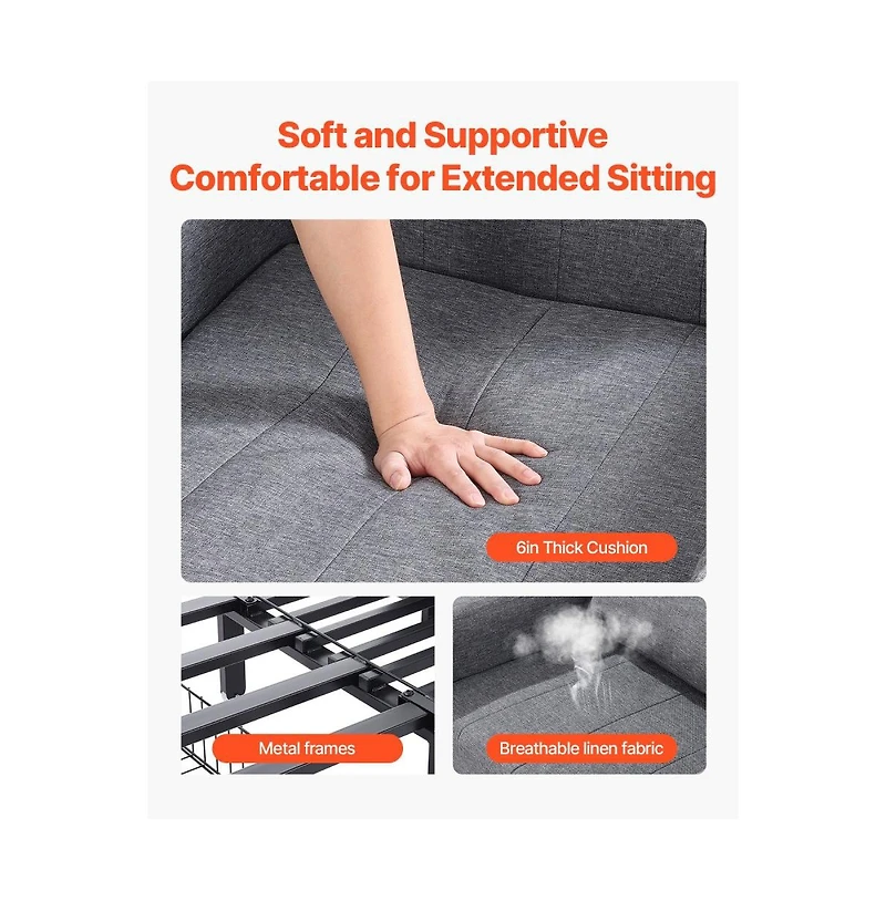 Slickblue Sleeper Sofa Bed with Side Pocket, Pillow, Armrest, Desk Board & 5 Adjustable Angles