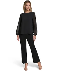 Calvin Klein Women's Mixed Media Novelty Trim Top