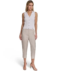 Calvin Klein Women's Sleeveless Button-Front Collared Sweater