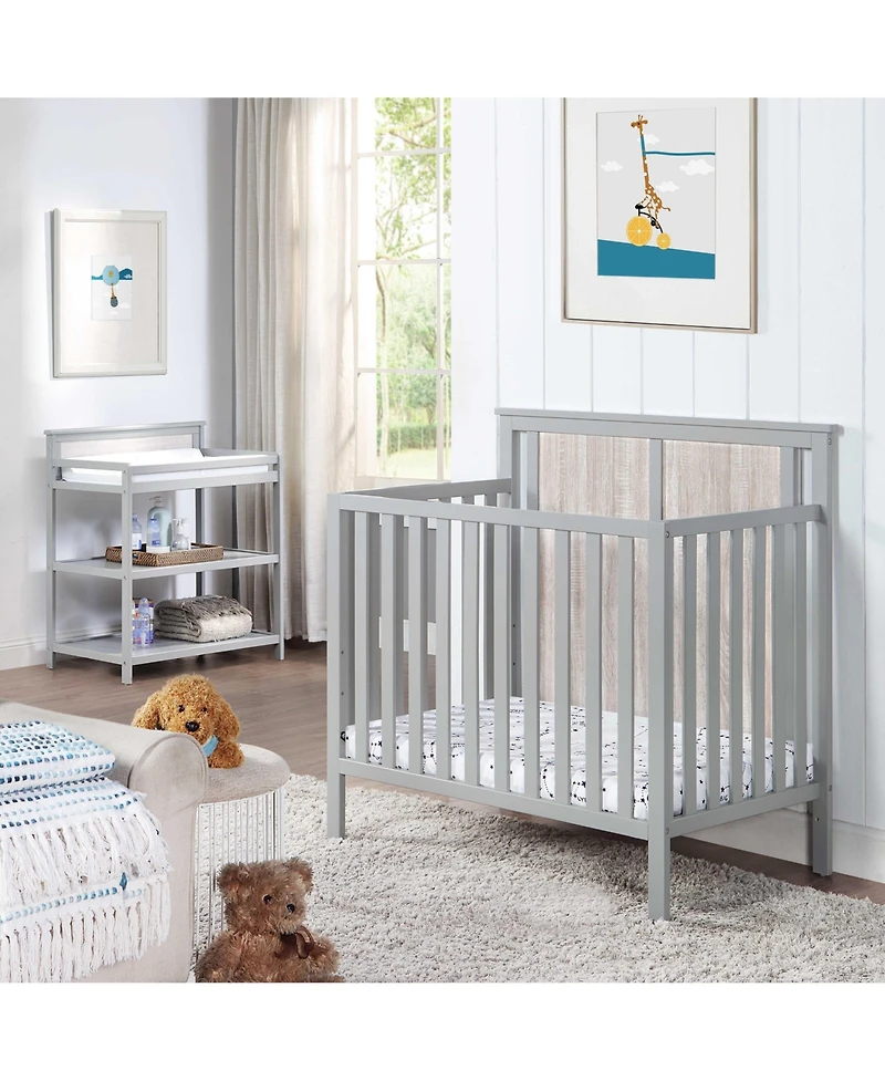 flynama Mini Crib with Mattress Pad 3in1 Convertible Design Reversible Back Panel Three Adjustable Mattress Heights for Baby Nursery