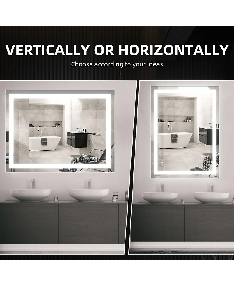 Homfan Led Bathroom Mirror with Front and Backlit Lights,Anti-Fog Lighted Vanity Mirror, Stepless Dimmable, 3-Color Modes