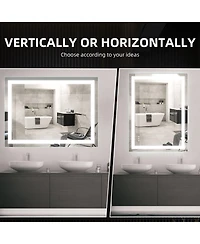 Homfan Led Bathroom Mirror with Front and Backlit Lights,Anti-Fog Lighted Vanity Mirror, Stepless Dimmable, 3-Color Modes