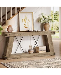 Tribesigns Farmhouse Console Table, Long Sofa Table Behind Couch with Storage, Rustic Entryway Furniture for Hallway