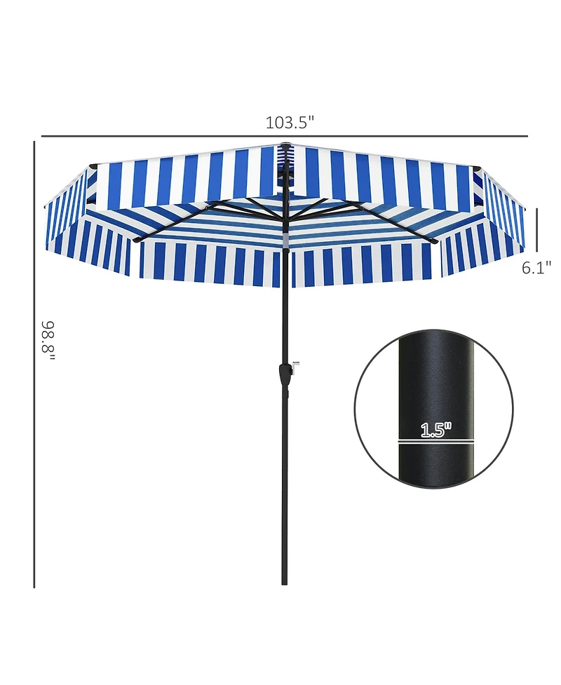 Clihome Outdoor Market Umbrella,Patio Umbrella,2-Tier Vented Patio Table Umbrella with Crank 8 Ribs,Tiltable Porch Umbrella,for