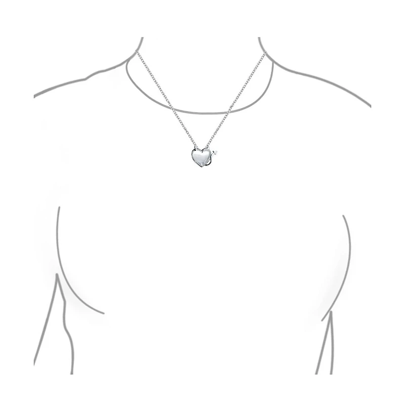 Bling Jewelry Whimsical Devil Horns Heart Shape Pendant Necklace .925 Sterling Silver