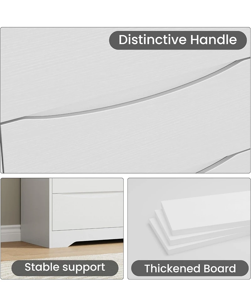 gaomon 6 Drawer Tall Wood Dresser, Modern Storage Chest with Wide Top for Bedroom