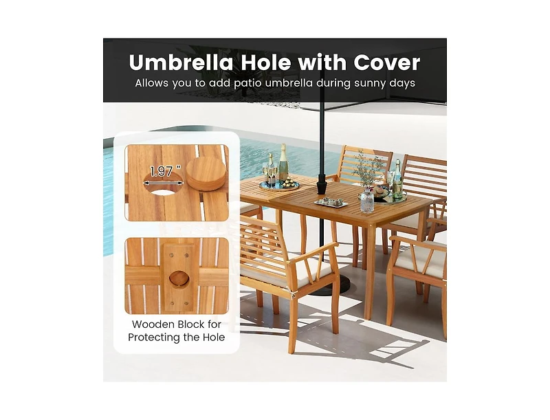 Slickblue Outdoor 3-Piece Dining Set with Acacia Wood Table & Benches