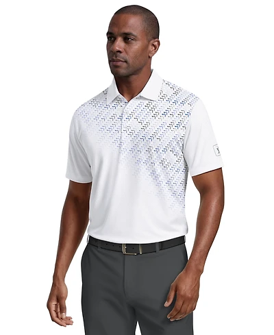 Pga Tour Men's Asymmetrical Print Golf Polo Shirt