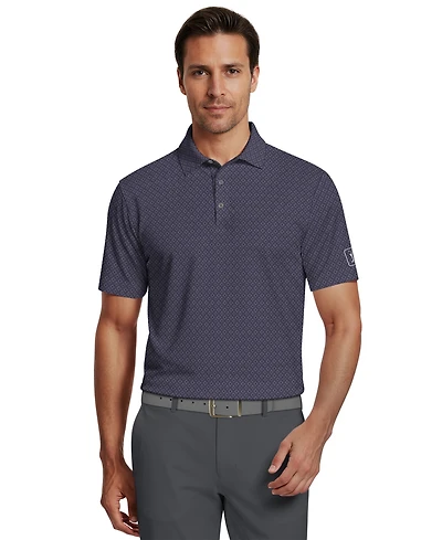 Pga Tour Men's Essential Geo Print Golf Polo Shirt