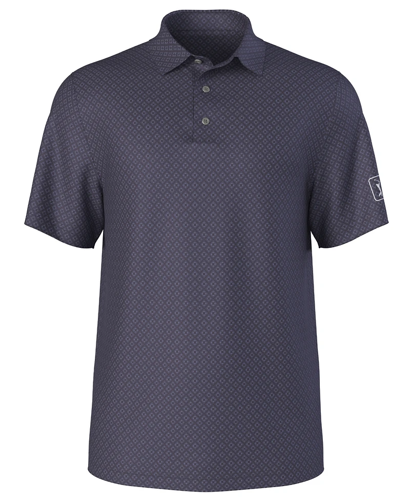 Pga Tour Men's Essential Geo Print Golf Polo Shirt