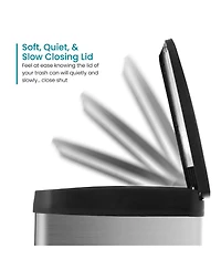 Home Zone Living 16 Gallon Dual Trash and Recycling Can with Removable Liners and Soft Close Lids, Stainless Steel