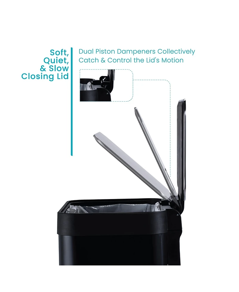 Home Zone Living 13 Gallon Kitchen Trash Can with Soft Close Lid, Liner-Free Stainless Steel Body