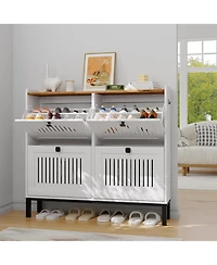 gaomon Modern 4 Turn Over Drawer Adjustable Shelves Hidden Organizer Space-Saving Shoe Storage Cabinet