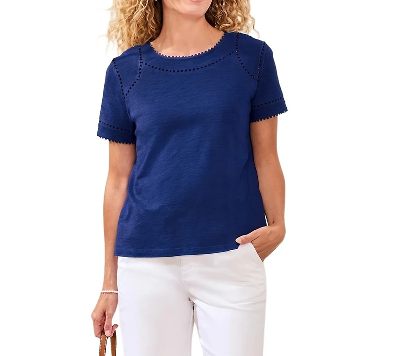 Tribal Women's Lace Detail Short-Sleeve Top