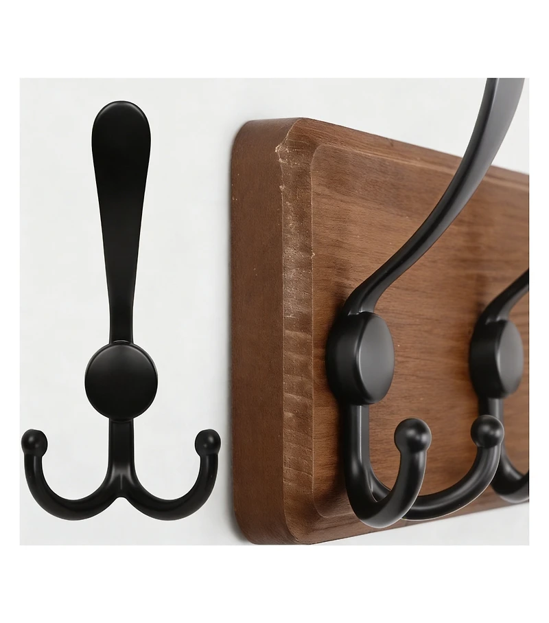 Yigii Rustic Wood Coat Rack - 10 Hooks for Coats, Hats, Bags - Wall Mount