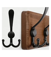 Yigii Rustic Wood Coat Rack - 10 Hooks for Coats, Hats, Bags - Wall Mount