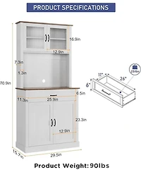 gaomon Kitchen Pantry Cabinet with Microwave Stand 4 Doors Adjustable Shelves 71 Inch High