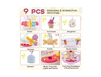 Slickblue Boys Baby Activity Center Height Adjustable Baby Bouncing Saucer with Interactive Toys-Blue