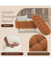 Rainsken Upholstered Storage Fringe Bench Ottoman Furniture