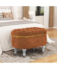 Rainsken Upholstered Storage Fringe Bench Ottoman Furniture
