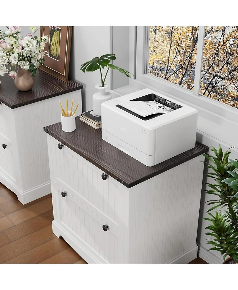 gaomon Farmhouse File Cabinets with 2 Drawers,30" File Cabinets with Hanging File Folders for A4/Letter/Legal Size Documents