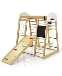 Hongge Indoor Playground Climbing Gym Wooden 8-in-1 Climber Playset for Children