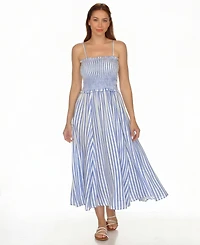 Raviya Women's Striped Smocked Midi Swim Dress